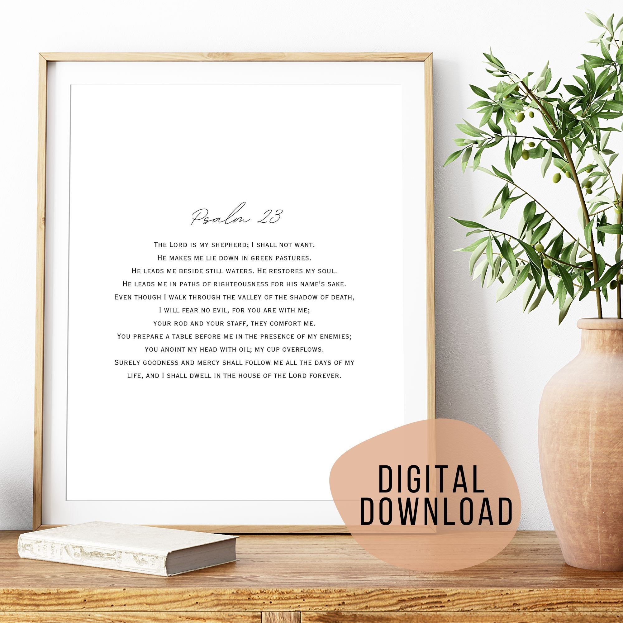 Scripture Wall Art - Psalm 23 ESV, Christian Home Decor, Bible Verse ...