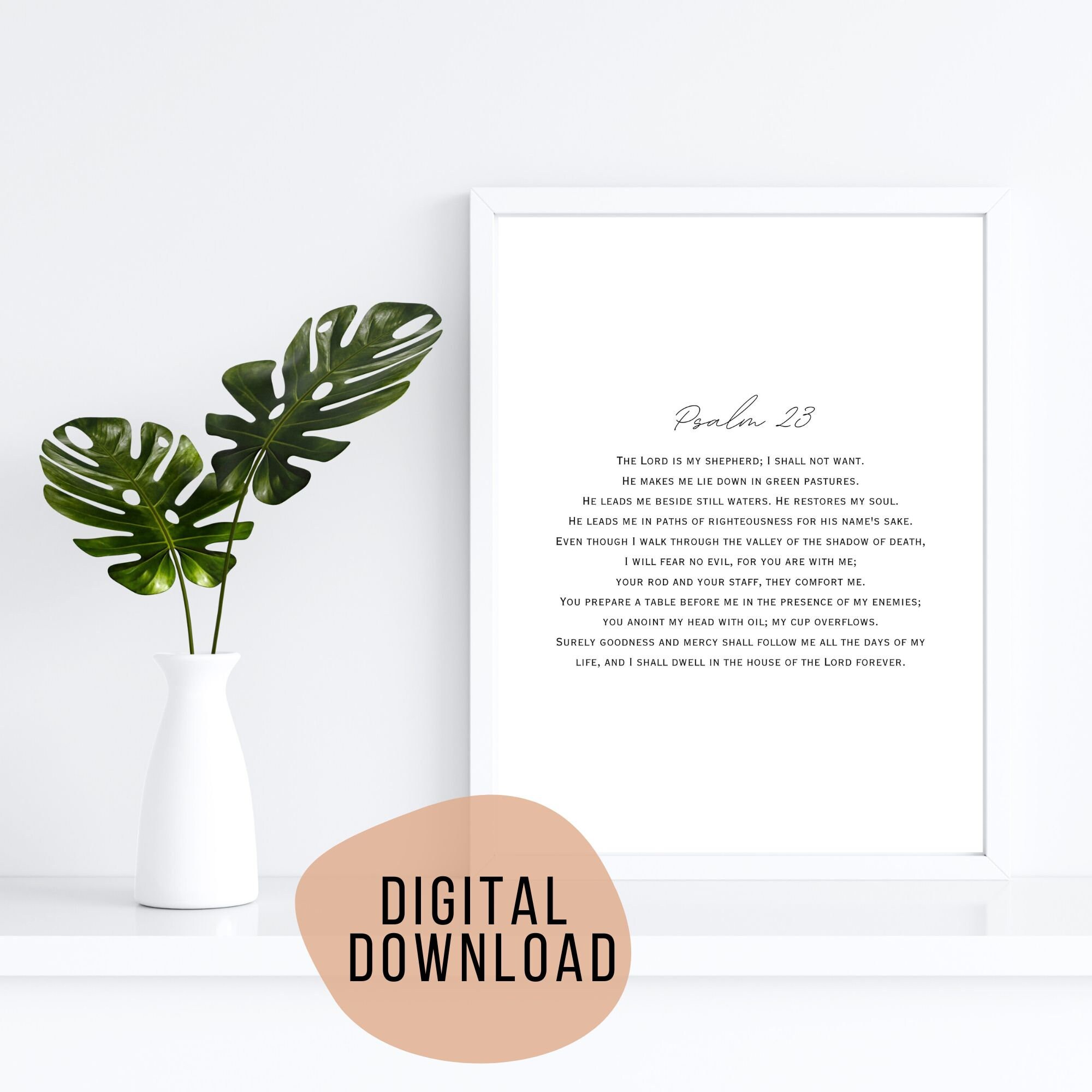 Scripture Wall Art - Psalm 23 ESV, Christian Home Decor, Bible Verse ...