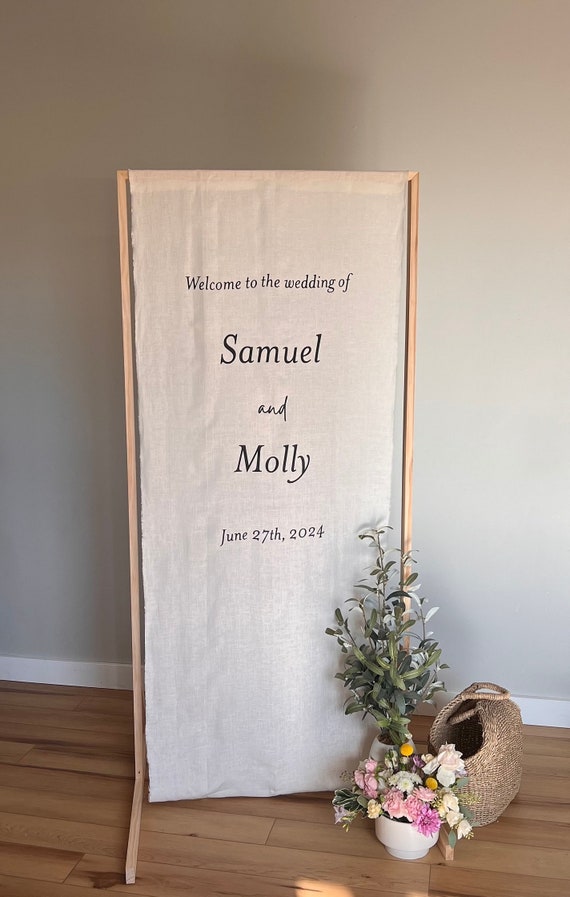Linen Fabric Wedding Welcome Sign - Etsy