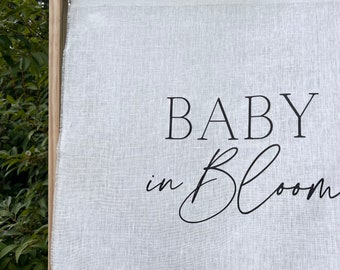 Linen Fabric Baby Shower Sign | Baby in Bloom