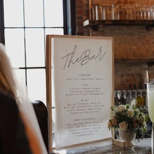 Large Linen Fabric Wedding Bar Sign
