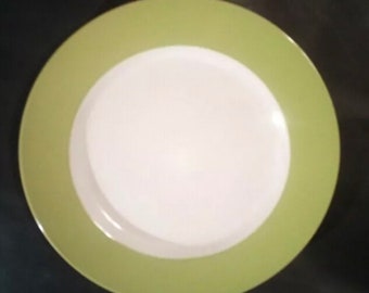 Royal Norfolk Greenbrier International Inc White & Lime Green Round Stoneware Dinner Plate 10 5/8”