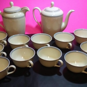 KPM Royal Ivory China Germany Teapot & Coffee  Pot 11 Cups Set Mint Condition