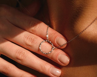 Hand Hammered Karma Necklace | Delicate Circle Pendant