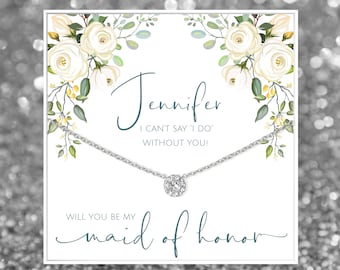 Personalized Maid of Honor Proposal Necklace | I can&#39;t say I do without you | Will You Be My Maid of Honor | Maid of Honor Jewelry | AZURE