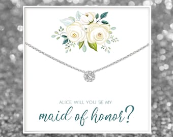 BESTSELLER Maid of Honor Proposal Necklace | Will You Be My Maid of Honor | Personalized Maid of Honor Proposal Necklace | AZURE Collection