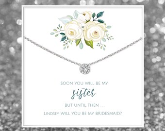 Bridesmaid Proposal for Sister in Law | Soon you will be my sister | Personalized Bridesmaid Proposal Jewelry |  AZURE Collection