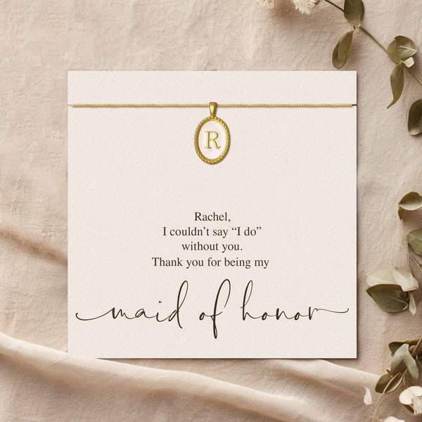 Maid of Honor Thank You Gift | Initial Necklace for Maid of Honor | Personalized Maid of Honor Gift | RUSTIC Collection