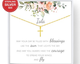 Personalized Sterling Silver Cross Necklace | Goddaughter Baptism Gift