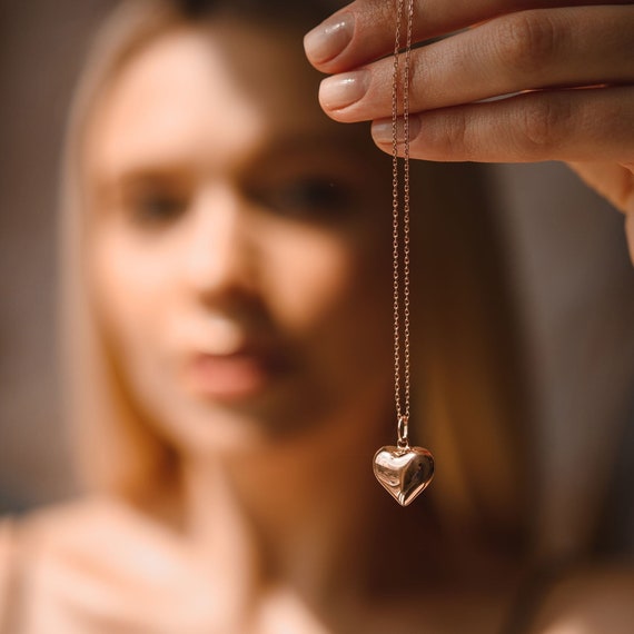 Gold Heart Necklace by Emivia Puffed 