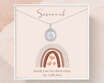 Personalized Mother of Pearl Necklace | Bridal Shower Hostess Gift