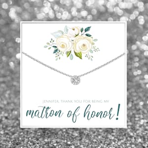 Matron of Honor Thank You Gift | Personalized Thank You for Being My Matron of Honor Necklace | Matron of Honor Gift | AZURE Collection