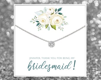 Bridesmaid Thank You Gift | Personalized Thank You for Being My Bridesmaid Necklace | Bridesmaid Gift | AZURE Collection