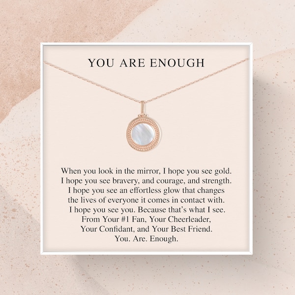 You Are Enough Mother of Pearl Necklace | Gold Vermeil or Sterling Silver