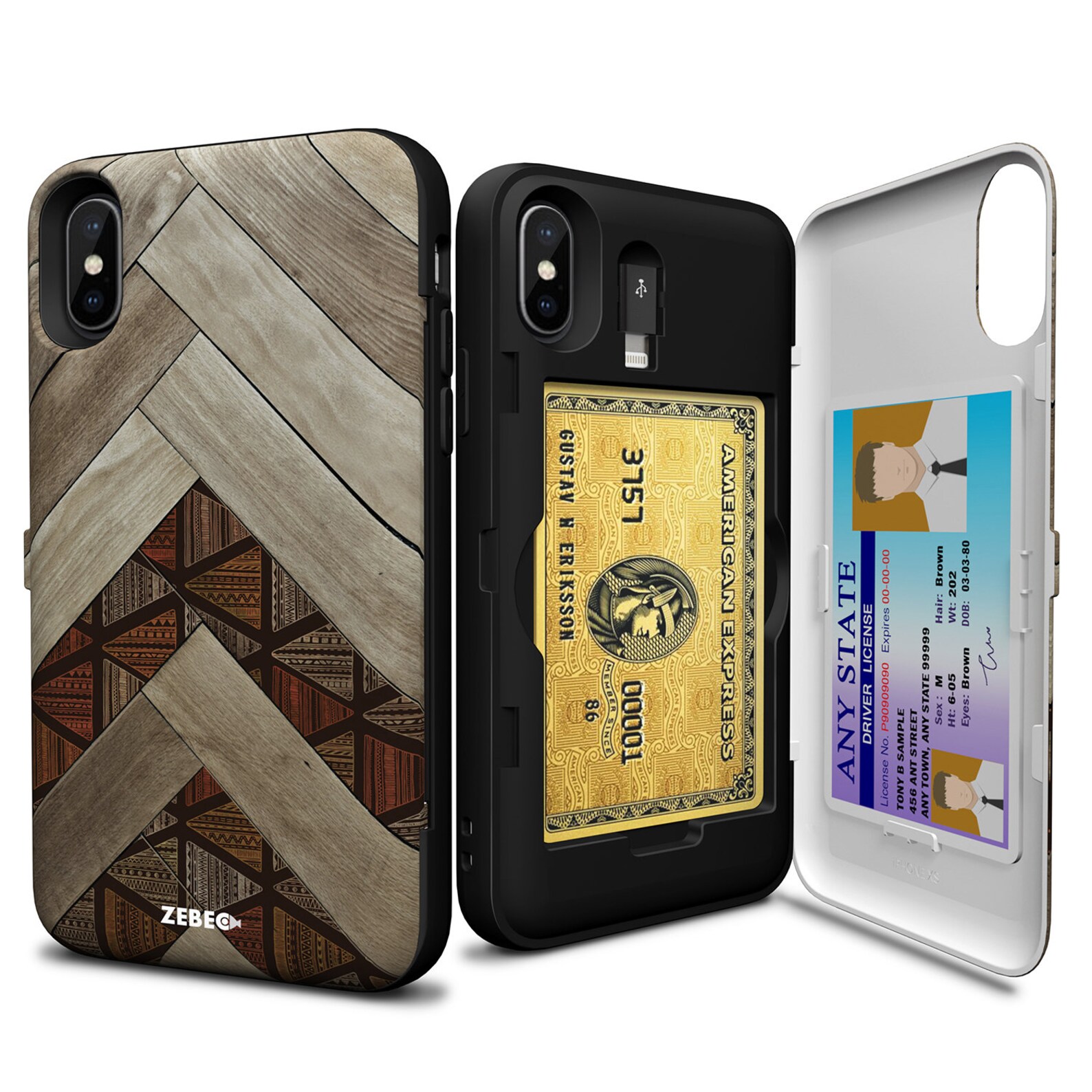 ZEBEC iPhone XS Wallet Case Pattern with Hidden Credit Card Etsy