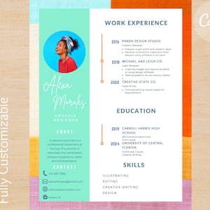 Colorful Resume Template -- Sorority Recruitment Template Creative Resume Template Canva Resume Instant Download Modern The Octavian