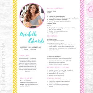 Colorful Resume Template -- Sorority Recruitment Template Creative Resume Template Canva Resume Instant Download Modern The Octavian