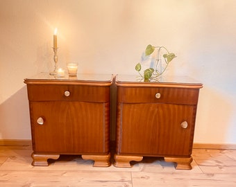 1 von 2 Vintage Kommode Braun Gold  Nachttisch Nachtschrank Beistelltisch Vintage Frankreich MidCentury  Holzkommode