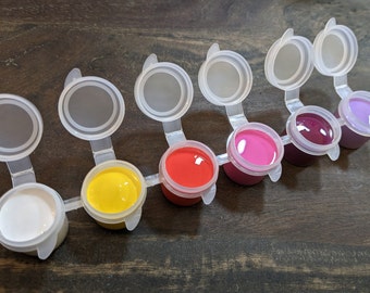 Bandes avec 6 pots de couleur de 5 ml chacun pour peinture sur pierre, technique de pointage, peintures acryliques