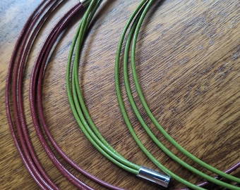 Mehrfach Lederkette mit Steckverschluss viele Farben Lederband mehrsträngige Halskette 3-fach