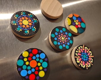 Holz Magnete DIY zum Bemalen, glatte Holzscheiben für dotting Mandala Kühlschrankmagnet Steinmalerei