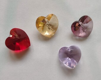 2 Stk Swarovski Elements Kristall Herz 6228 18mm crystal golden shadow antiquepink violet siam