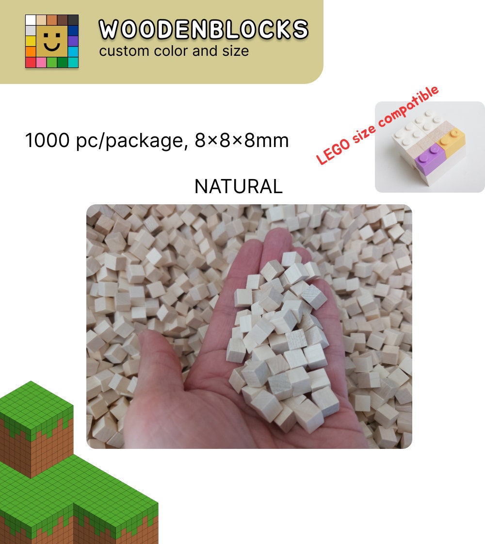 1000개 나무 블록 - 마인크래프트 아트 - 8X8X8MM(레고 크기)-Freehip.co.kr