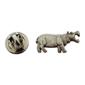 Hippopotamus or Hippo Mini Pin ~ Antiqued Pewter ~ Miniature Lapel Pin