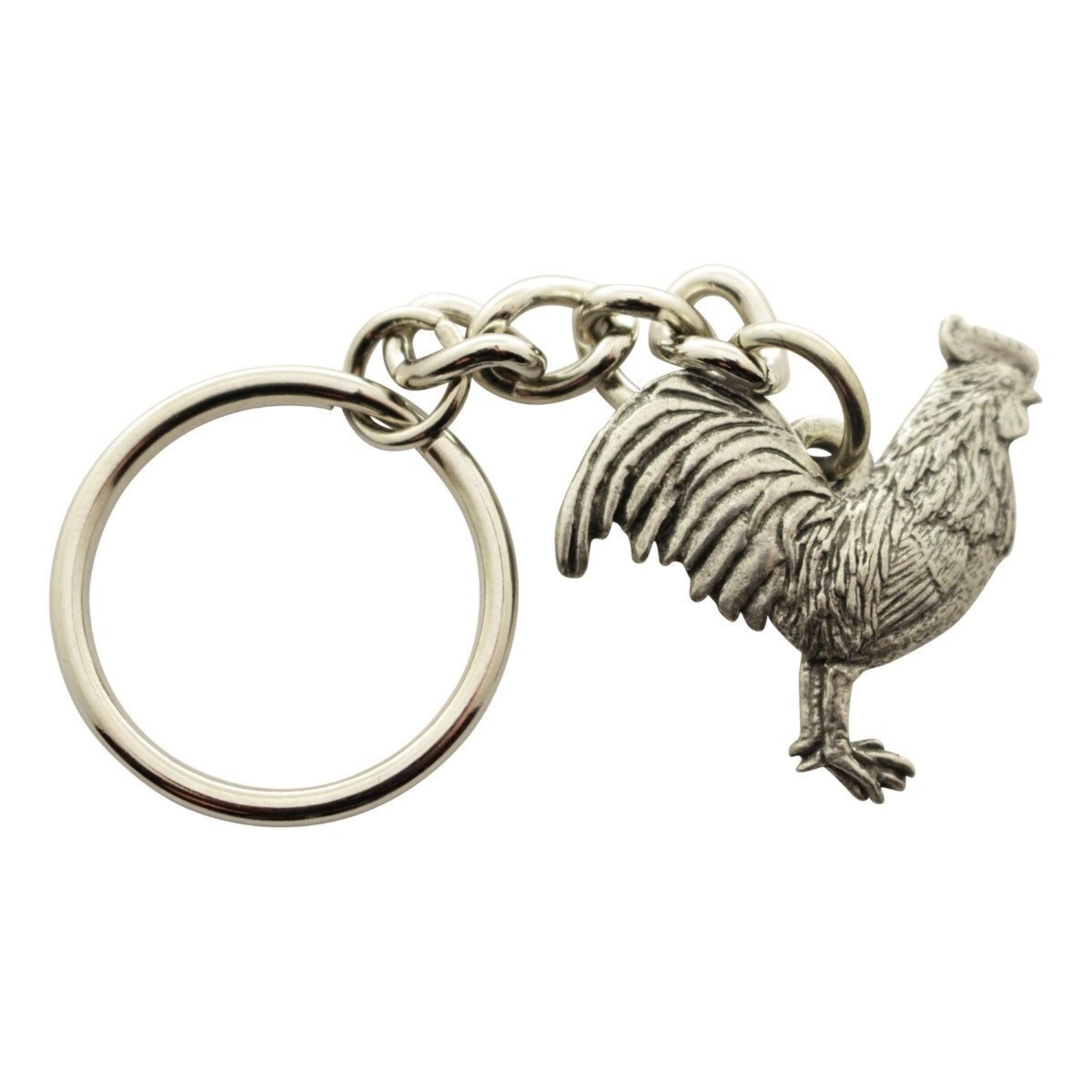 Rooster Keychain Antiqued Pewter Keychain Etsy