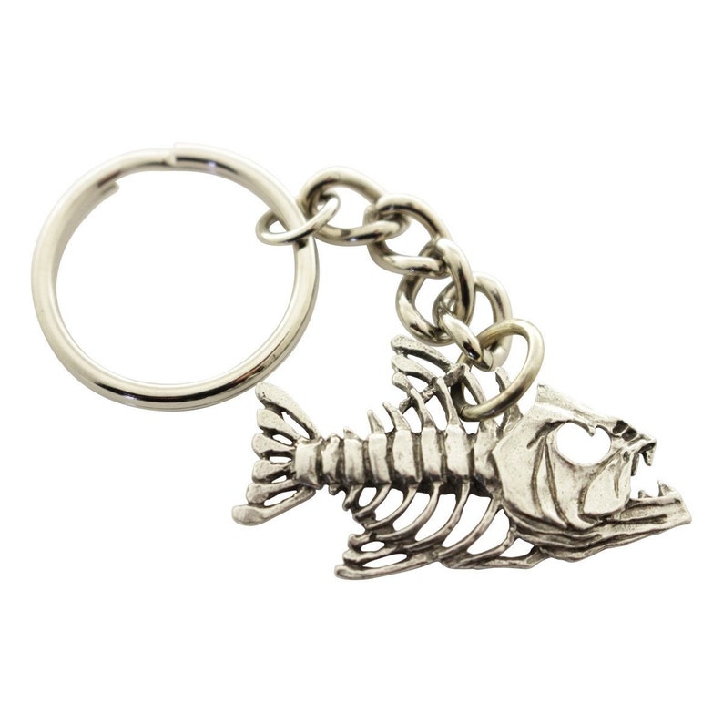 Fish Bone Keychain Bony Fish Keychain ~ Antiqued Pewter ~ Keychain - Etsy