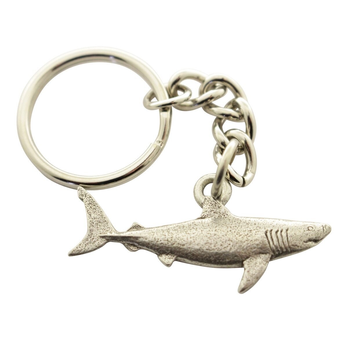 Great White Shark Keychain Antiqued Pewter Keychain Etsy