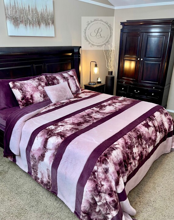 King Size Minky Strip Blanket Etsy