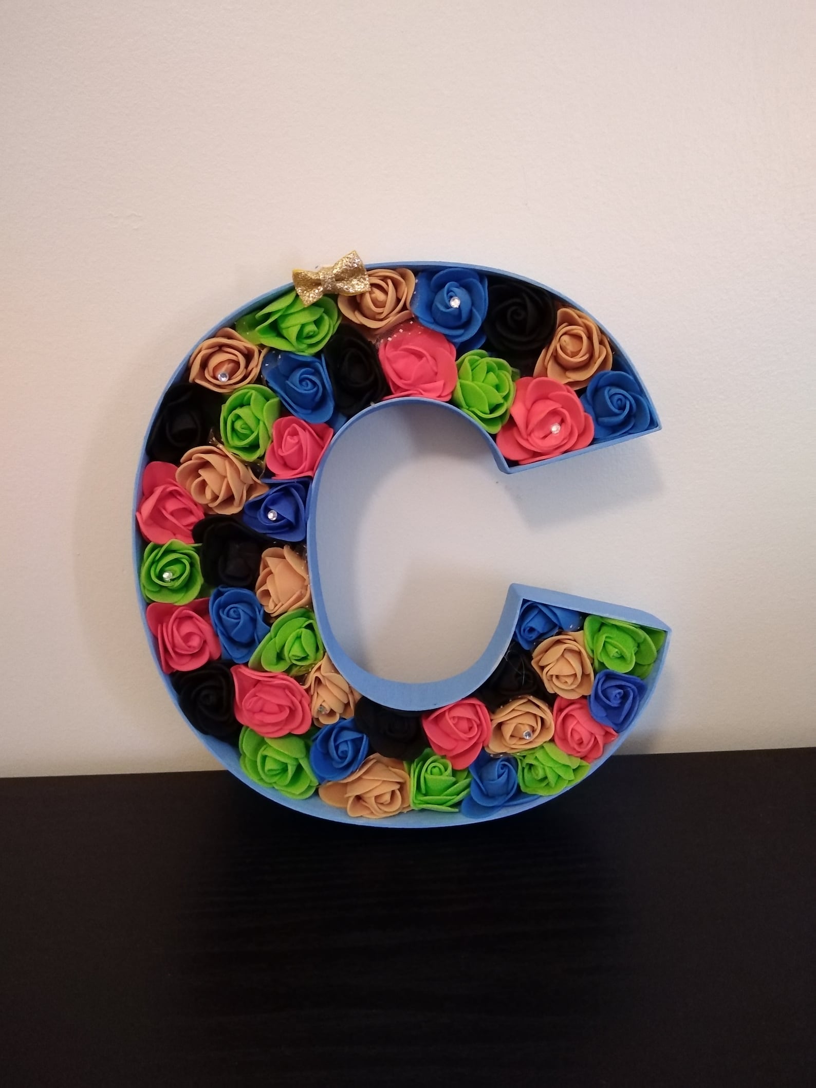 HOME DECOR Wooden letter C filled with colourful foam roses Etsy