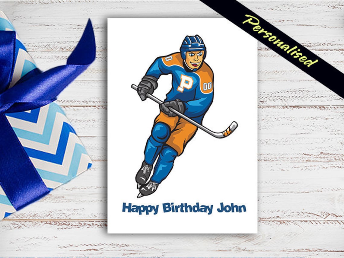 Personalised Ice Hockey Player Birthday Card With Envelope Etsy