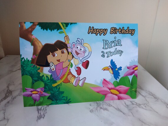 Dora The Explorer Carte Joyeux Anniversaire Personnalisee Etsy