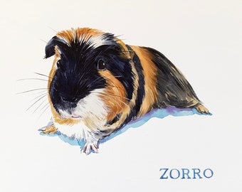 Custom guinea pig, ferret portrait, custom pet portrait, gift for him, guinea pig watercolor, custom pet painting, pet gift idea