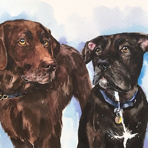 Multiple dog portrait, multiple pet portrait, hand painted pet portrait, custom pet portrait, personalized pet portrait, gift for pet lover