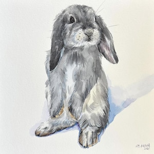 Custom Bunny Rabbit Portrait, bunny pet portrait, rabbit pet portrait, pet gift idea, pet personalized portrait, great idea for a gift