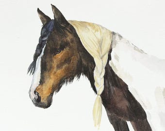 Personalisiertes Pferdeporträt, individuelle Pferde-Aquarellkunst, Bauernhoftierkunst, Pferdegemälde