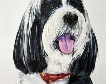 Portrait d'animal de compagnie aquarelle personnalisé, art commémoratif de chien