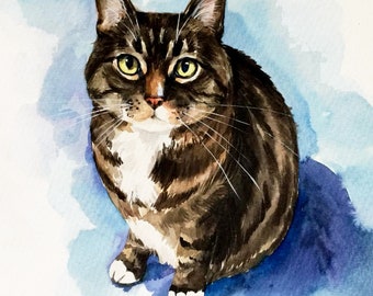 Custom Pet Portrait, sphynx cat, Cat Portrait, Mother's Day gift, Hand painted pet Portrait, watercolor pet portrait, cat drawing, cat art