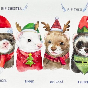 Custom multiple pet portrait from photo, personalized animal family painting, dog, cat group painting, memorial gift image 2