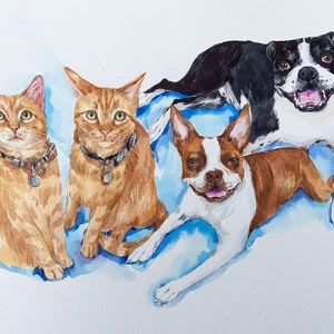 Memorial pet portrait, MULTIPLE dog portrait, custom dog portrait, dog lover gift, pet portrait, hand painted pet portrait, hand painted pet