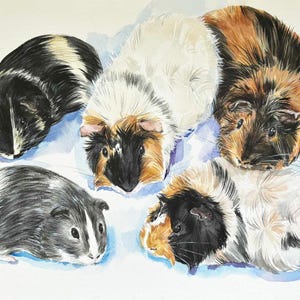 Custom multiple pet portrait from photo, personalized animal family painting, dog, cat group painting, memorial gift image 12