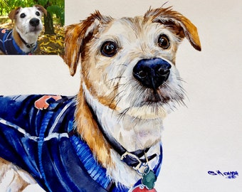 Hand-painted CUSTOM pet PORTRAIT, Custom dog portrait, dog watercolor, dog art, dog drawing,personalized pet portrait, great idea for a gift