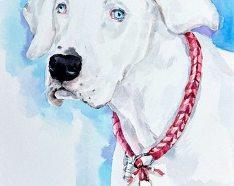 Custom dog Portrait, hand painted  dog portrait, gift for dog lover, bull terrier, bulldog, pet hand crafted portrait, commission pet art