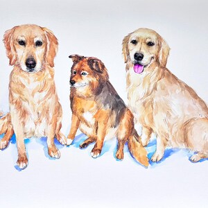 Custom multiple pet portrait from photo, personalized animal family painting, dog, cat group painting, memorial gift image 17