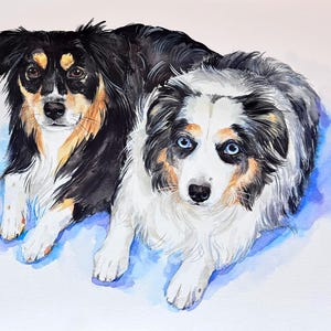 Custom multiple pet portrait from photo, personalized animal family painting, dog, cat group painting, memorial gift image 15