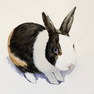 HAND PAINTED bunny portrait, custom rabbit  painting, custom pet portrait,hare personalized art portrait, gift for bunny lover, gift for Mom