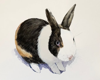 Hand-Painted Bunny Portrait, Custom Pet Art, pet loss, memorial pet art, personalized pet art
